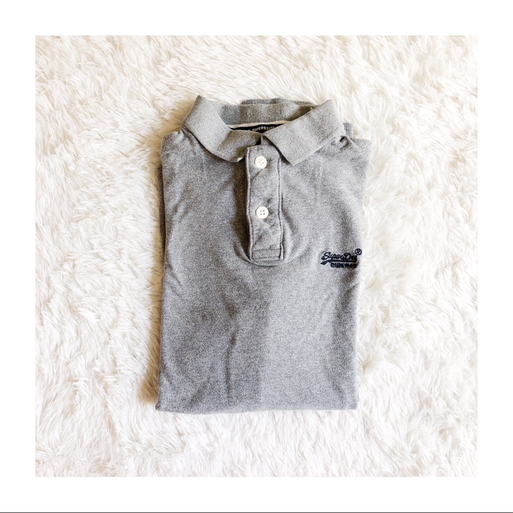 Superdry Gray Button Down Long Sleeve Sweater Szm - image 1